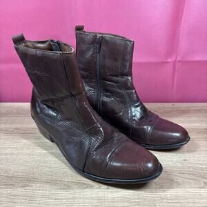 Stacy Adams Santos Cognac Leather Dress Boot Zip Up 24855 221 8.5 M Brown V4